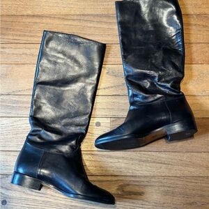 Delman Black Leather Riding Boots | Made in Italy | Classic Equestrian Style
